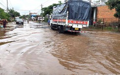 Đắk Lắk: Tỉnh lộ 9 tan nát, người dân gặp phải ổ gà ngã sấp xuống đường