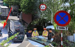 CSGT ra quân "tóm gọn" nhiều ô tô dừng đỗ sai quy định trên Quốc lộ 18