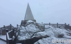 Cận cảnh mưa tuyết phủ trắng đỉnh Fansipan ở Lào Cai sáng nay