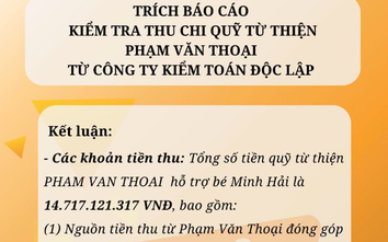 Phạm Thoại đưa báo cáo kiểm toán vụ từ thiện bé Bắp và cam kết 4 điều