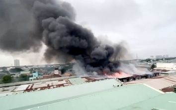 Khoảng 200 cảnh sát, 29 xe cứu hỏa dập đám cháy nhà kho ở TP.HCM