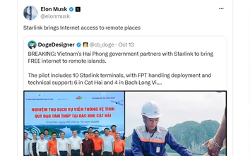Tỷ phú Elon Musk chia sẻ thông tin Hải Phòng lắp đặt Internet vệ tinh Starlink tại đảo