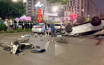 Hà Nội: Công an thông tin nguyên nhân ban đầu vụ tài xế Lexus tông 6 xe ở Trung Kính