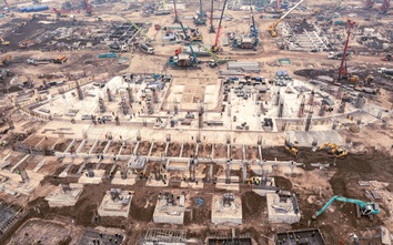 Cận cảnh đại công trường sân vận động Trống Đồng, quy mô 135.000 chỗ ngồi