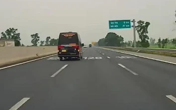 Xử phạt tài xế xe khách chuyển 3 làn liên tiếp trên cao tốc Hà Nội - Hải Phòng