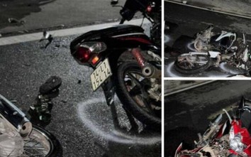 Hai xe máy đấu đầu trực diện trong đêm, 4 người bị thương