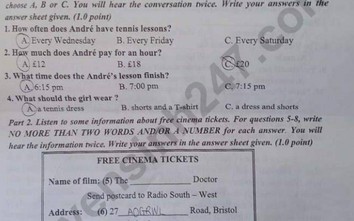 Đáp án đề thi tuyển sinh lớp 10 môn Tiếng Anh Quảng Trị năm 2023